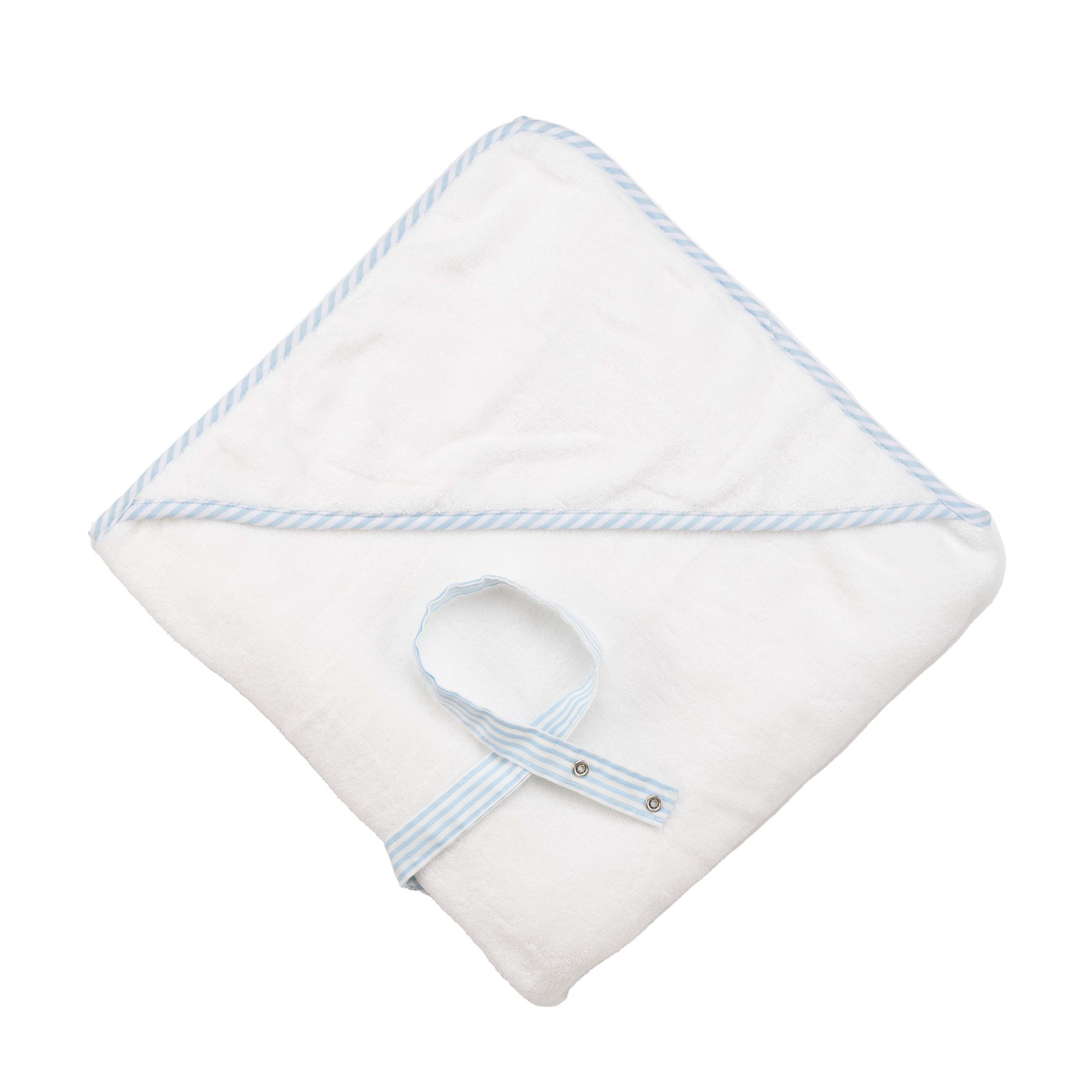 מגבת במבוק לתינוק עם קשירה - דגם לבן