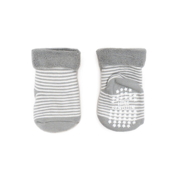 Slipper Socks Grey Stripes